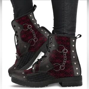 “Never Worn” Gothic Printed Combat Boots…Size 8 (Women)